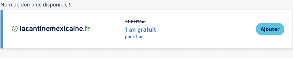 résultat de recherche de nom de domaine avec ionos