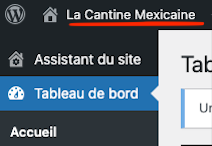 menu d'interface de wordpress