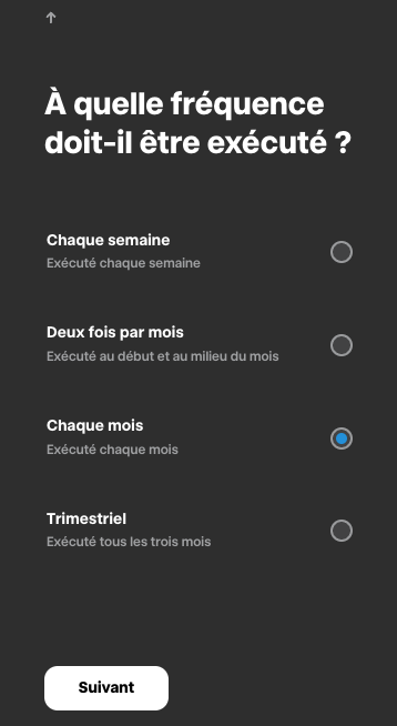 choix fréquence ordre d'achat programmé
