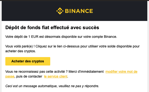 mail confirmation binance dépôt fiat